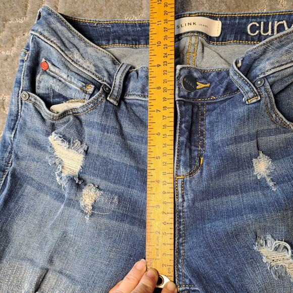 SLINK JEANS CURVY SUPER DISTRESSED WOMENS SIZE 4 STRETCH 27x27 CASUAL ANKLE - Picture 7 of 10